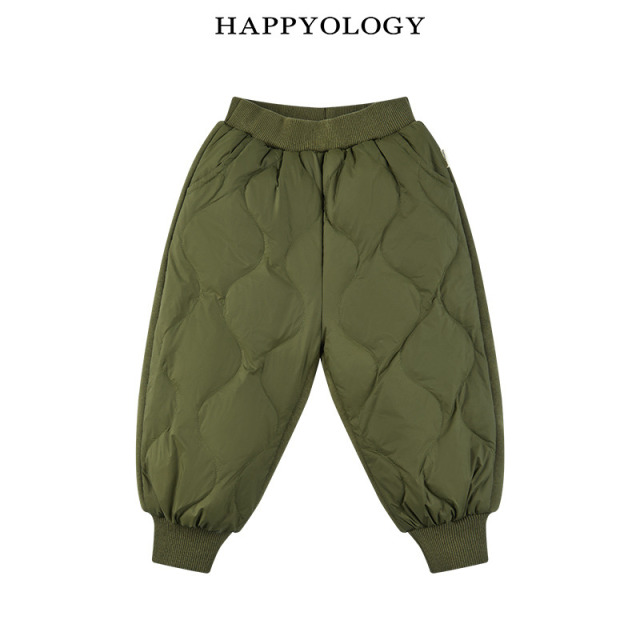 13848856.happyology秋冬儿童保暖拼接绗缝羽绒裤休闲长裤