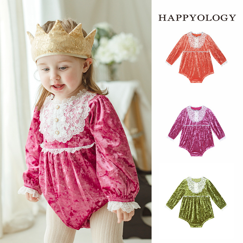 11847586.happyology英国女童长袖连体衣儿童纯色秋冬新品哈衣爬服女宝宝装