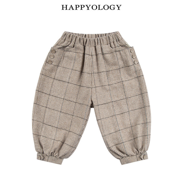 13849005.happyology儿童秋冬复古格纹灯笼长裤休闲裤