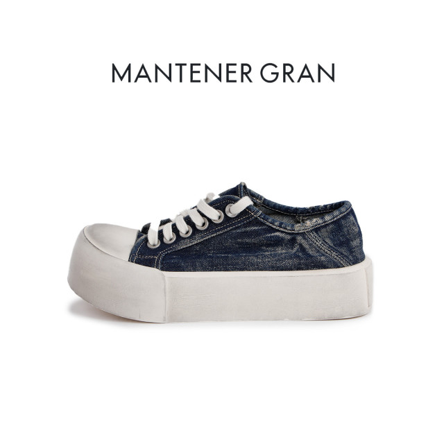 12873578.MG.休闲鞋Mantener Gran牛仔布厚底板鞋女增高圆头大头休闲鞋