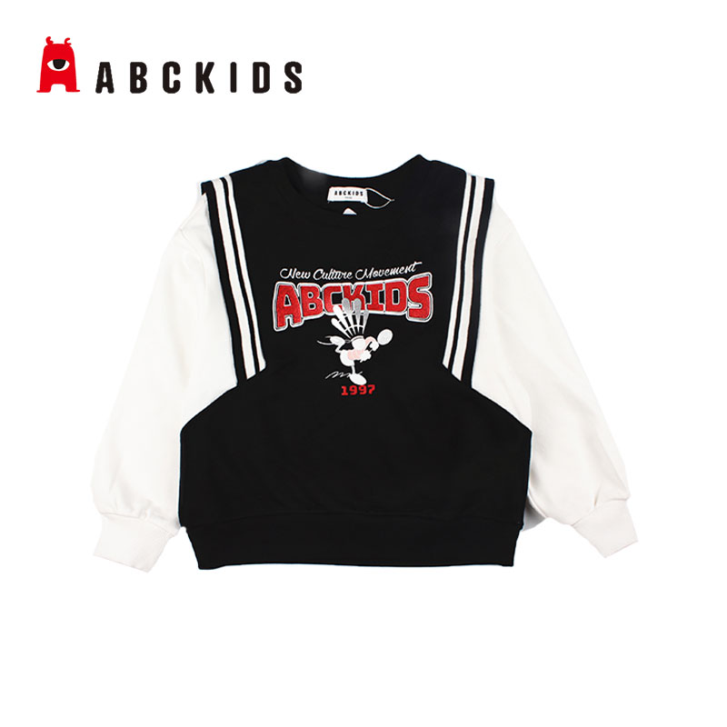 12622705.ABCKIDS童装女童圆领卫衣秋季休闲百搭洋气内搭打底衫长袖上衣套头衫柔软打底中大童外穿秋冬款舒适女孩潮套头卫衣上装