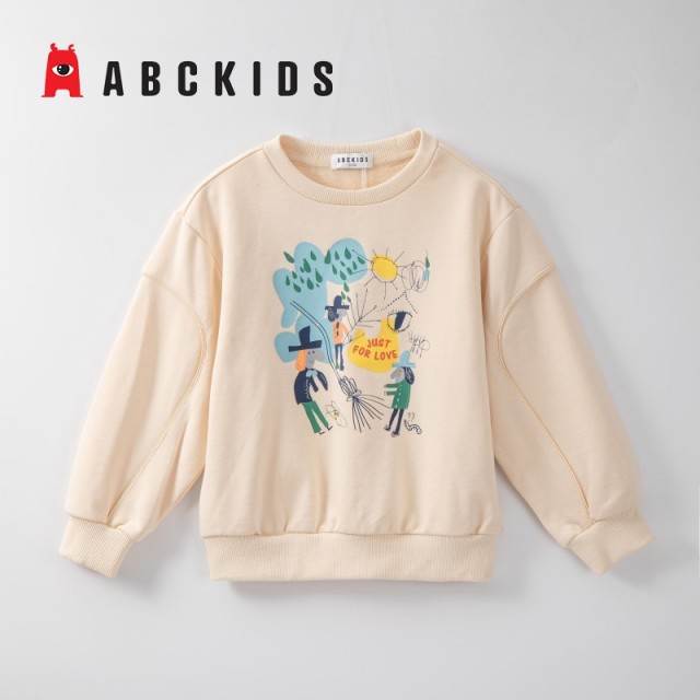 12704475.ABCKIDS童装女童圆领卫衣秋季休闲百搭洋气内搭打底衫长袖上衣套头衫柔软打底中大童外穿秋冬款舒适女孩潮套头卫衣上装