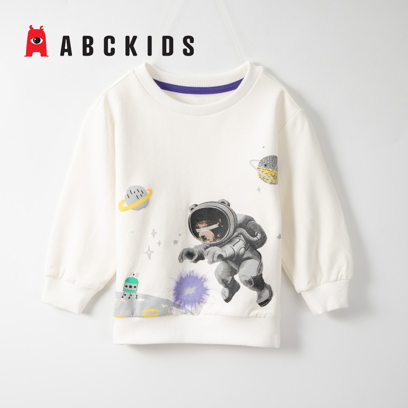 12705060.ABCKIDS童装A类女童卫衣秋季圆领男童休闲百搭洋气内搭打底衫长袖上衣套头衫柔软打底宝宝外穿秋冬款舒适女孩小童