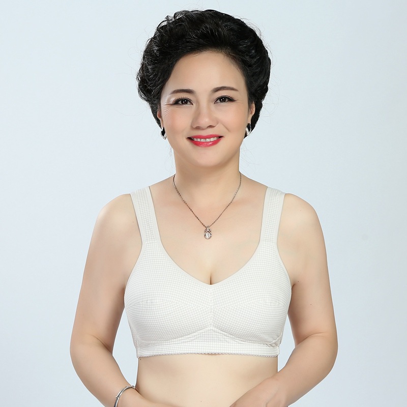 13693636.棉新界中老年文胸背心式夹棉款后扣运动睡眠瑜伽舒适文胸无钢圈内衣
