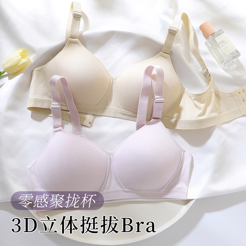 13700790.棉新界棉莫代尔混纺聚拢内衣女大胸显小收副乳无钢圈调整型文胸上托