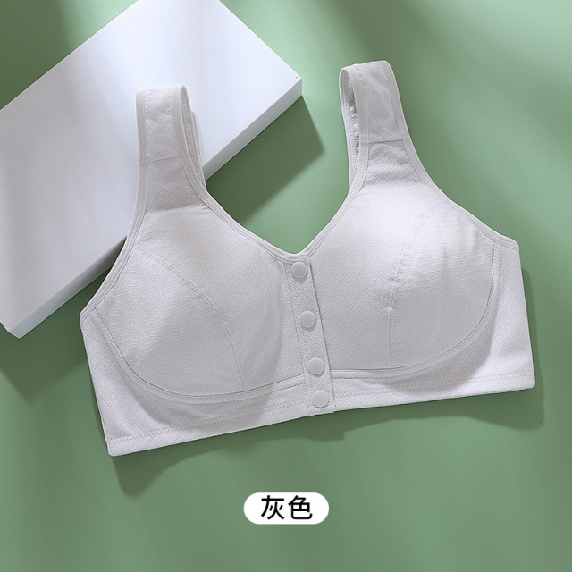 13704339.棉新界妈妈内衣中老年无钢圈老人前扣文胸中年妇女背心纯棉里料提花