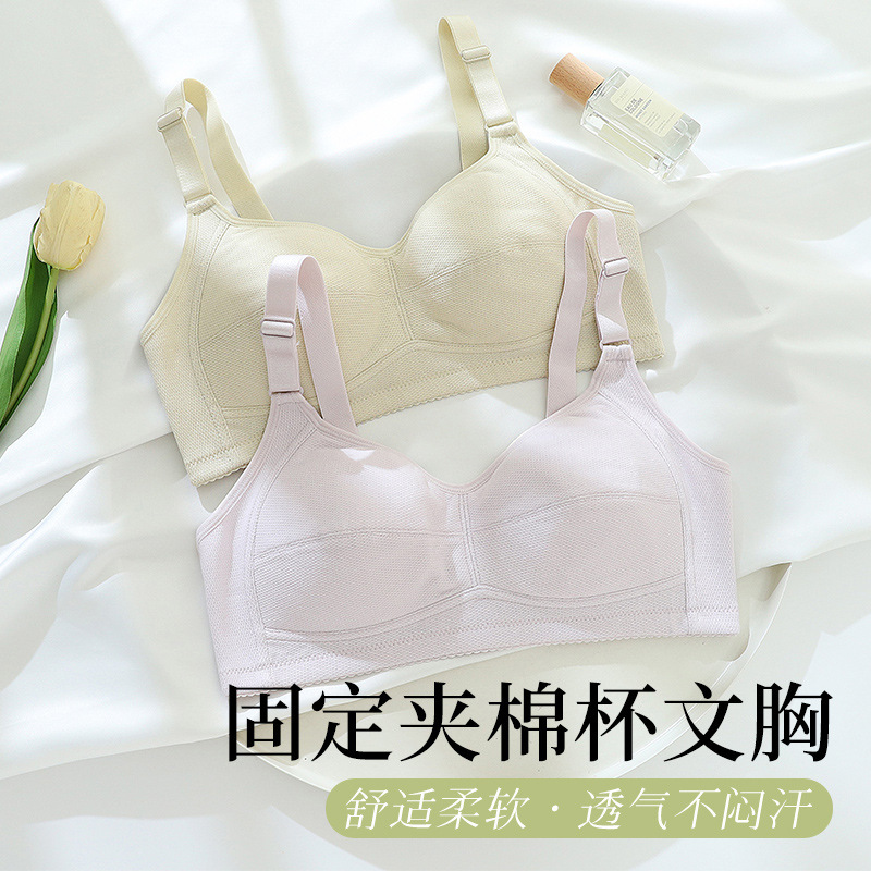 13704194.棉新界莫代尔聚拢内衣大胸显小收副乳柔软无钢圈上托胸罩文胸