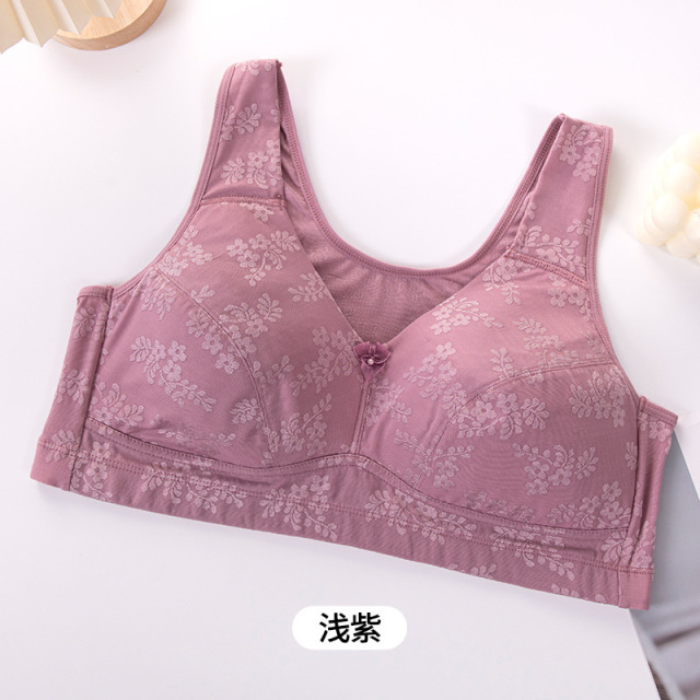 13715064.棉新界妈妈内衣前扣背心式文胸中年妇女运动无痕无钢圈聚拢胸罩中老年人