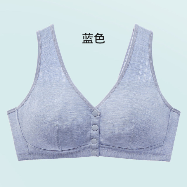 13704491.棉新界妈妈内衣女士无钢圈莫代尔前扣背心聚拢文胸胸罩中老年人胸罩