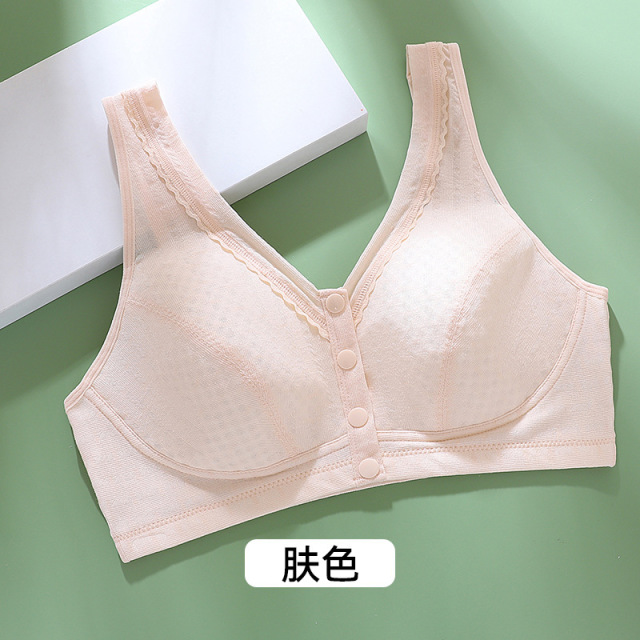 13706230.棉新界文胸中老年女士前扣内衣大码背心式莫代尔无钢圈薄款纯棉里料