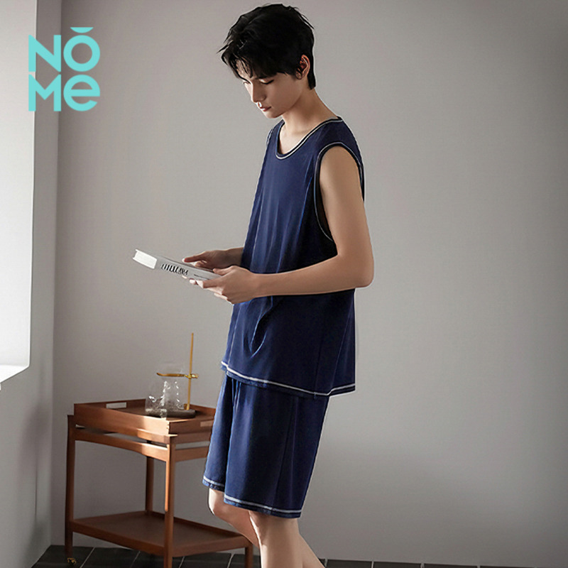 13152102.NOME夏季男士大码宽松家居服背心短裤睡衣套装春款居家服可外穿