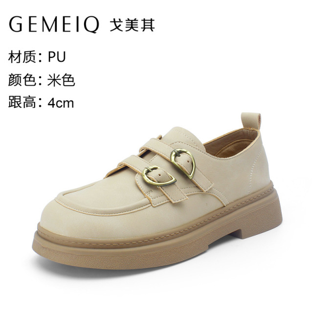 12747325.戈美其厚底增高乐福鞋女2024春季新款一脚蹬小皮鞋不累脚单鞋女鞋