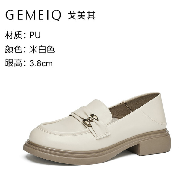 12752329.戈美其软底女鞋乐福鞋厚底英伦春季新款脚蹬单鞋百搭jk增高皮鞋子