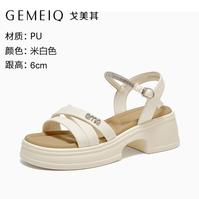 13335586.戈美其厚底粗跟凉鞋女夏季外穿2026罗马鞋配裙子仙女风沙滩凉鞋