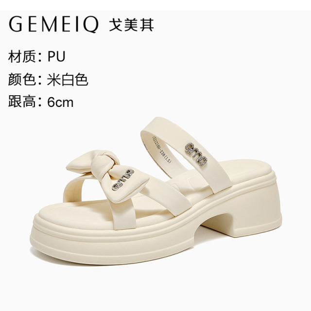 13335588.戈美其蝴蝶结夏季外穿凉拖鞋女款2026仙女风厚底踩屎感凉拖配裙子