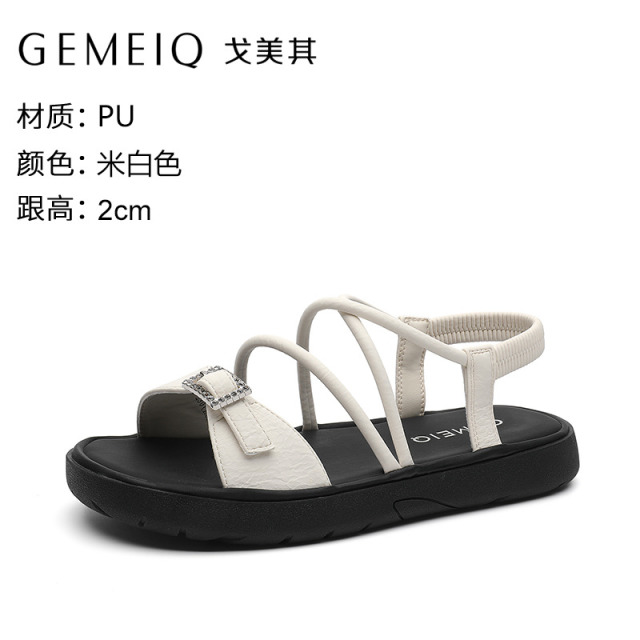 13335573.戈美其罗马凉鞋夏季新款外穿休闲露趾沙滩鞋时尚中跟增高女鞋百搭