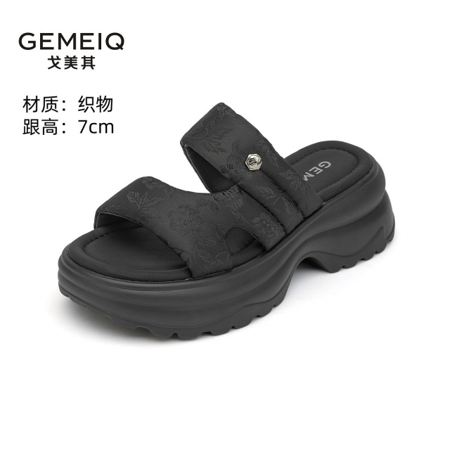 13340663.戈美其厚底夏季拖鞋居家外穿新款沙滩休闲松糕增高凉鞋防滑一字女鞋