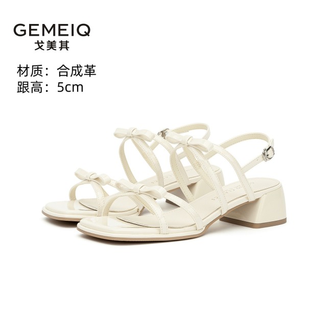 13340562.戈美其夏季新款时尚气质网红蝴蝶结轻便粗跟增高时尚休闲洋气凉鞋