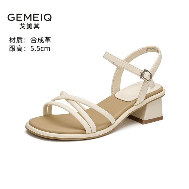 13340508.戈美其夏季新款女鞋高跟鞋粗跟增高时尚百搭配裙凉鞋外穿简约大气