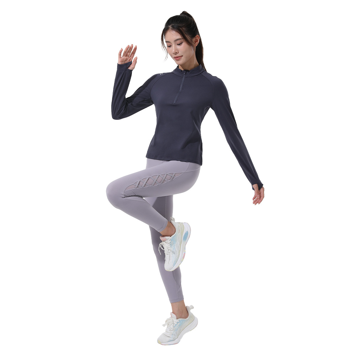 12714178.Keep瑜伽裤秋季女薄款外穿防尴尬侧边拼接绑带设计鲨鱼裤舒适休闲裤