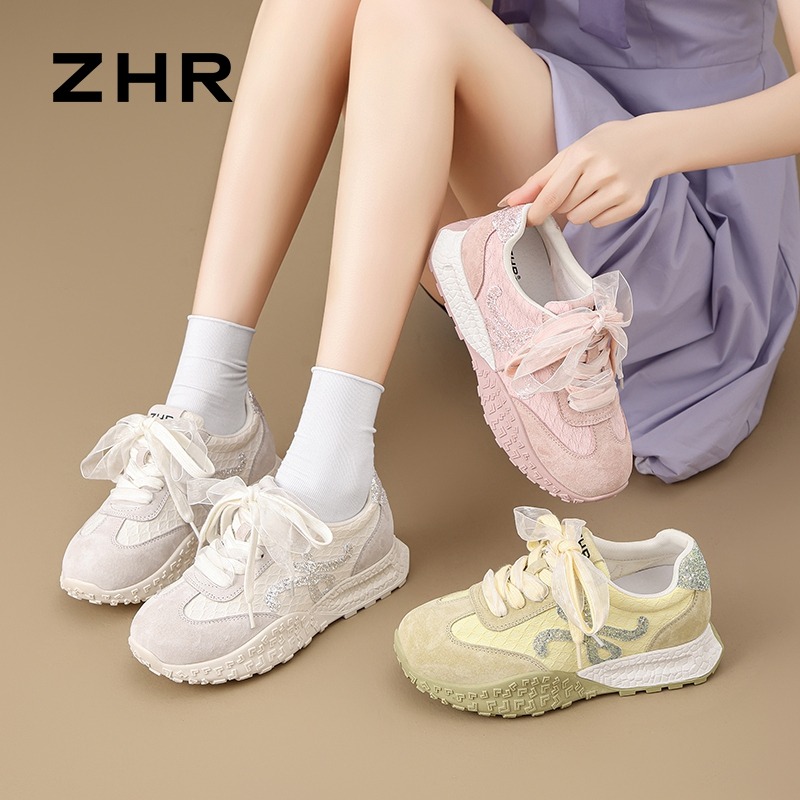 13174158.【ZHR则则】阿甘鞋圆头厚底系带女鞋[布料+头层猪皮+格利特]