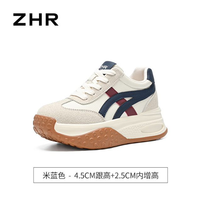 13174026.【ZHR则则】内增高阿甘鞋流畅线型设计厚底系带女鞋[PU+仿牛绒]