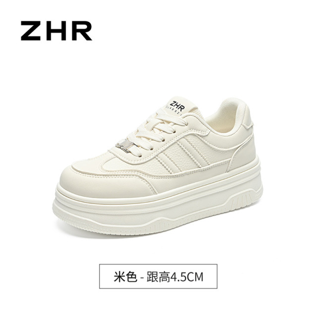 13174234.【ZHR则则】厚底小白鞋圆头厚底系带女鞋[PU]