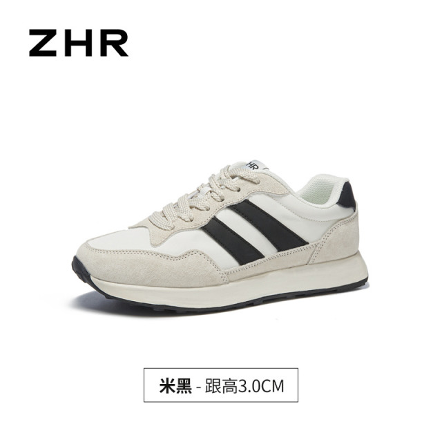 13174451.【ZHR则则】阿甘鞋经典双杠设计系带女鞋[牛津布+头层猪皮+PU]