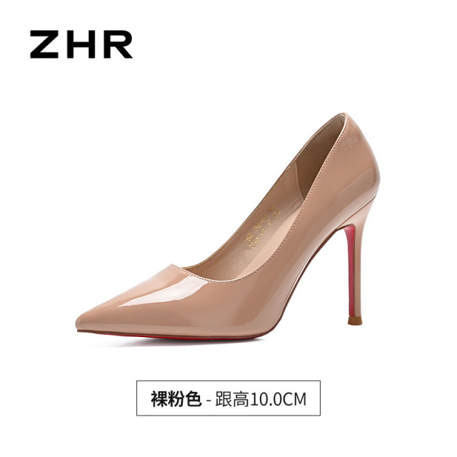 13174095.【ZHR则则】高跟鞋(细跟)尖头增高套脚女鞋[镜面PU]