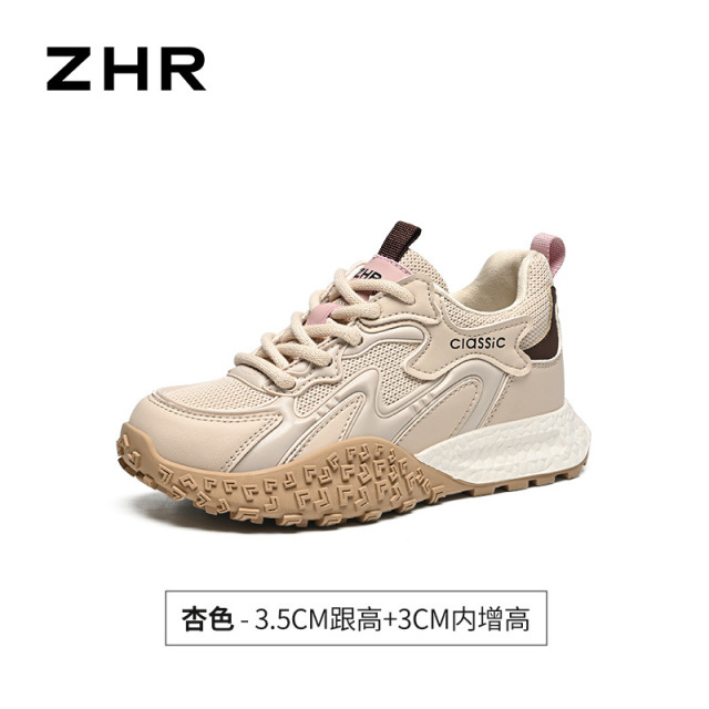 13174068.【ZHR则则】阿甘鞋内增高圆头系带女鞋[PU+KPU+网布]