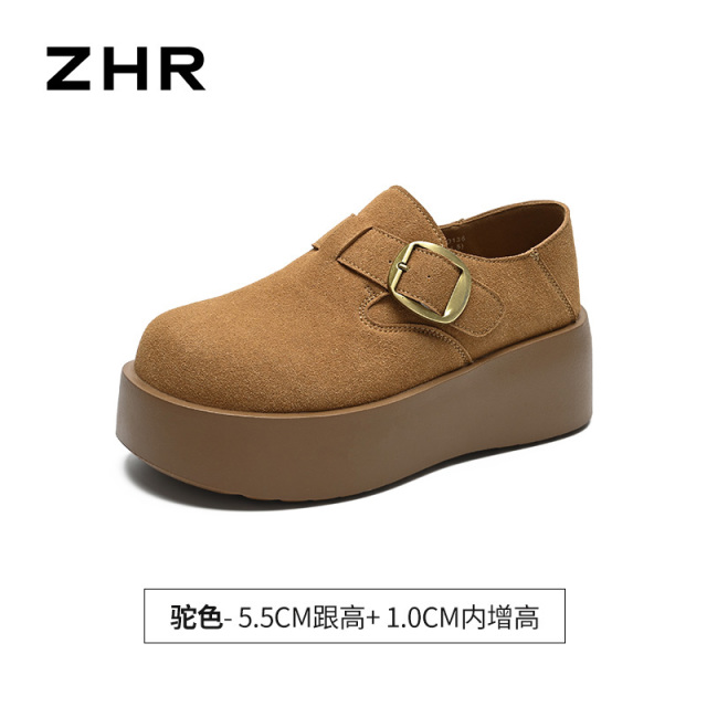13835947.【ZHR则则】勃肯鞋皮带扣饰厚底套脚女鞋[牛纤绒]