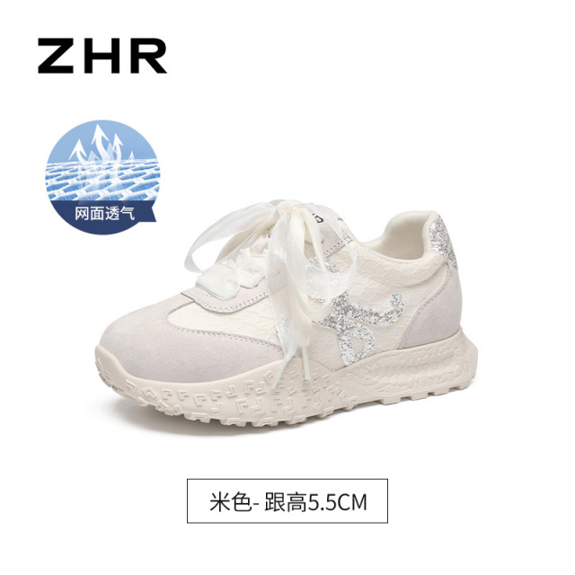 13174158.【ZHR则则】阿甘鞋圆头厚底系带女鞋[布料+头层猪皮+格利特]