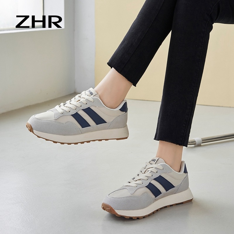 13174451.【ZHR则则】阿甘鞋经典双杠设计系带女鞋[牛津布+头层猪皮+PU]