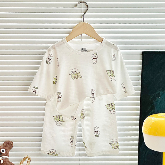 13335034.夏季薄款儿童家居服纯棉七分袖空调服a类透气男童女童小孩子宝宝