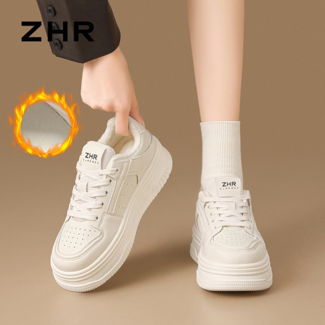12765109.【ZHR则则】小白鞋圆头系带厚底女鞋[PU]