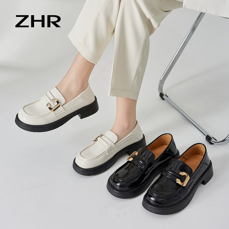 13059439.【ZHR则则】乐福鞋圆头套脚圆头女鞋[牛剖层移膜革]