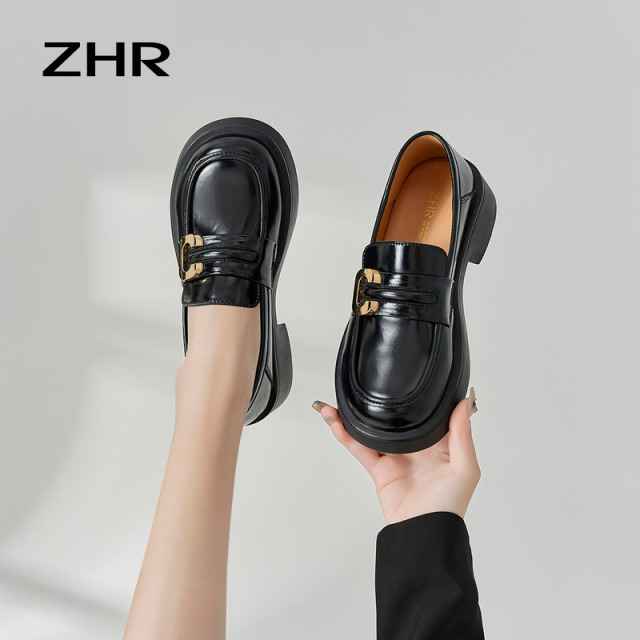 13059439.【ZHR则则】乐福鞋圆头套脚圆头女鞋[牛剖层移膜革]