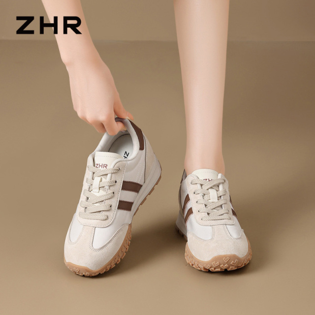 13076564.【ZHR则则】阿甘鞋圆头系带平底女鞋[牛津布+头层猪皮+超纤]