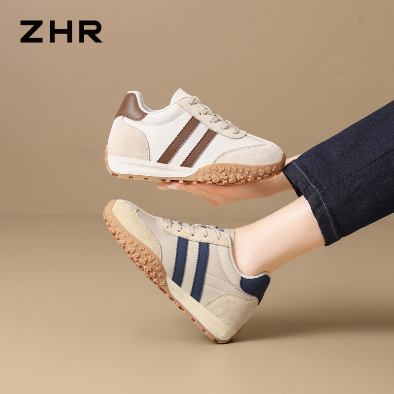 13076564.【ZHR则则】阿甘鞋圆头系带平底女鞋[牛津布+头层猪皮+超纤]