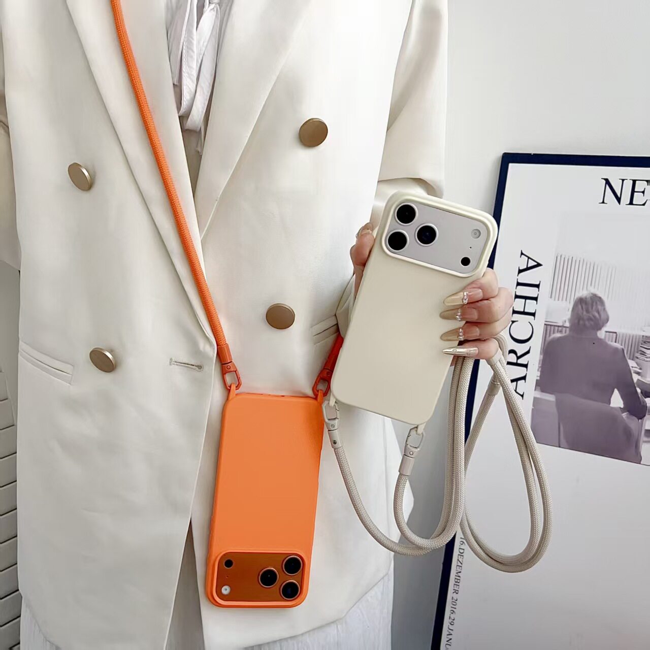 13263623.【27.9抢苹果系列多巴胺挎绳手机壳,型号颜超全】斜挎式挂绳新款iphone17pm手机壳磨砂肤感16防摔苹果15保护套