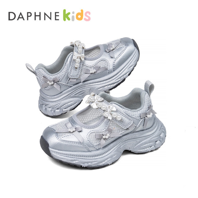 13412585.DAPHNE Kids达芙妮童鞋单网框子鞋爆款女童蝴蝶结运动凉鞋春夏新款老爹鞋轻软包头
