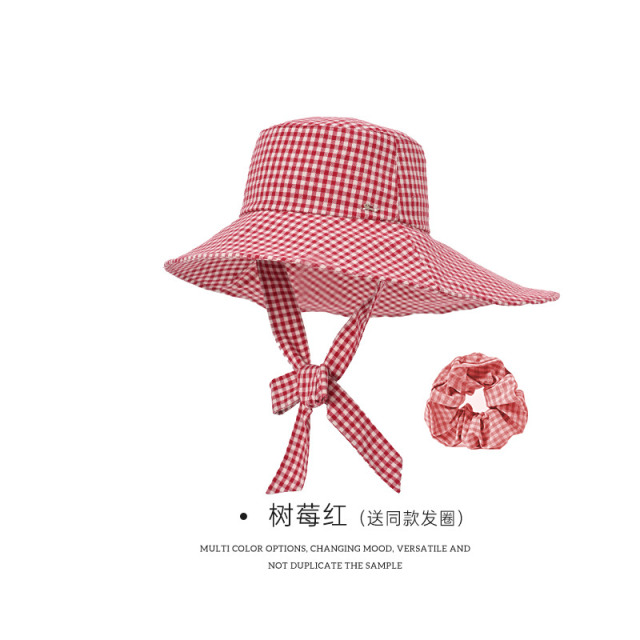 13260179.百分百棉格纹渔夫帽XD96153