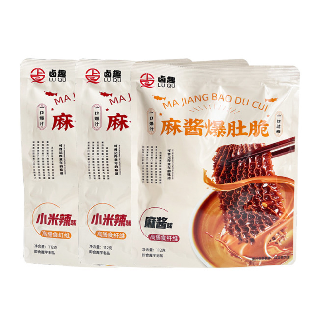 13477978.【卤趣】爆脆肚麻酱味 / 小米辣味 112g*3袋 魔芋爽素毛肚开袋即食解馋零食