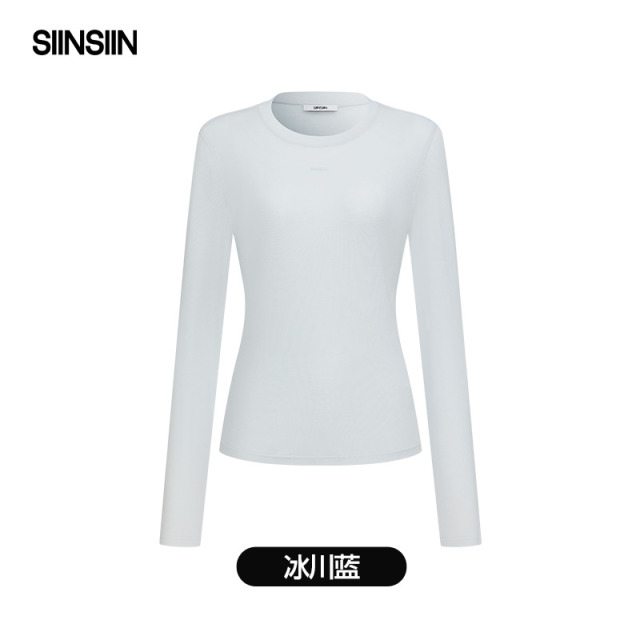 13504921.SIINSIIN长袖T恤女春夏2026新款设计感百搭显瘦轻薄圆领外穿上衣