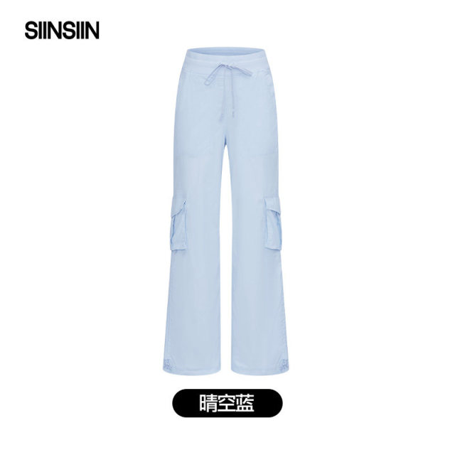 13626623.SIINSIIN工装裤女款直筒裤黑色裤子登山运动休闲裤