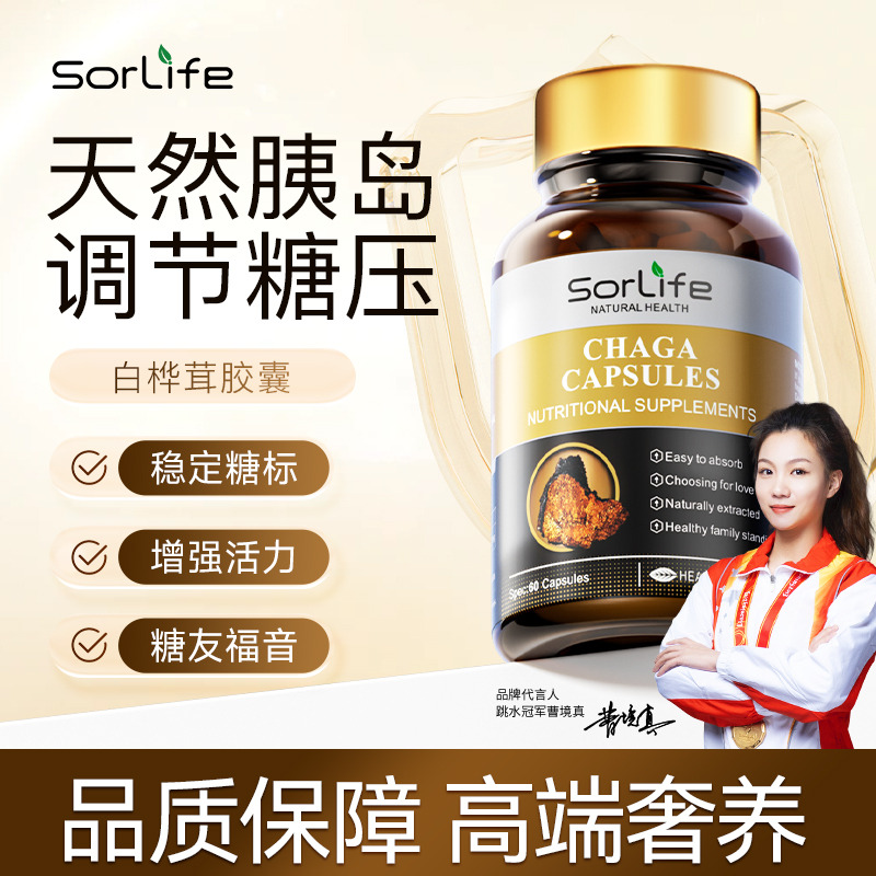 13089346.SorLife诗丽芙 白桦茸控糖灵口服胰岛素降平衡片二2型糖尿病中老年调节三高60粒/瓶【效期至28年4月】