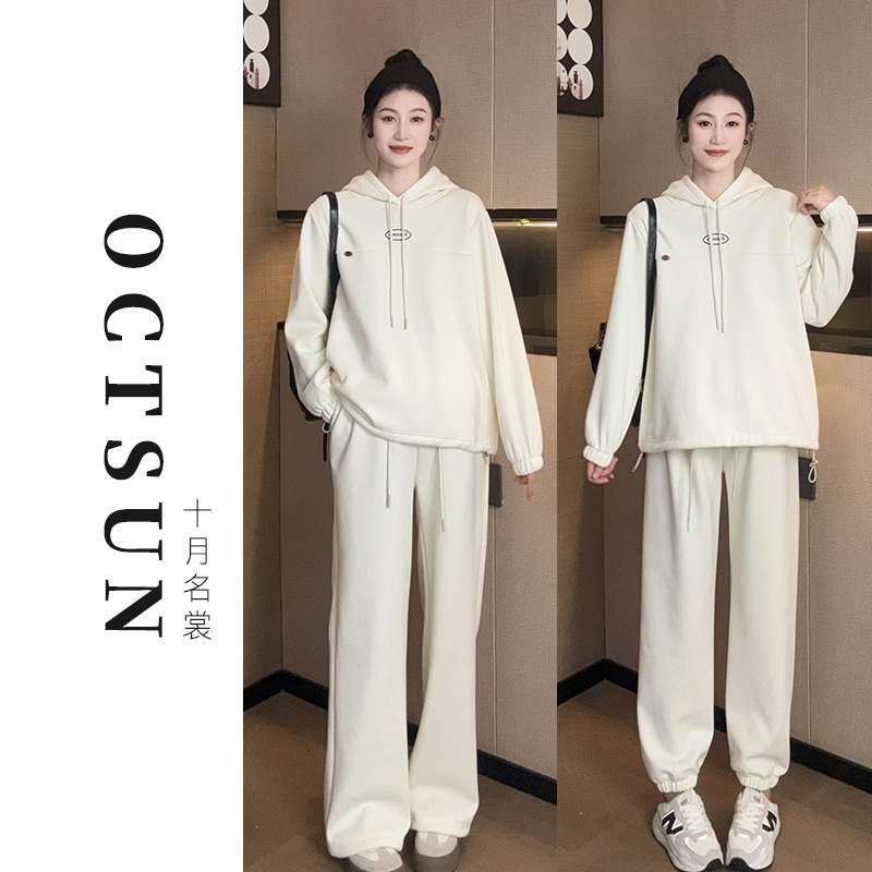 13061946.十月名裳孕妇套装秋冬季加绒直筒卫裤套装或加绒束脚萝卜裤两件套