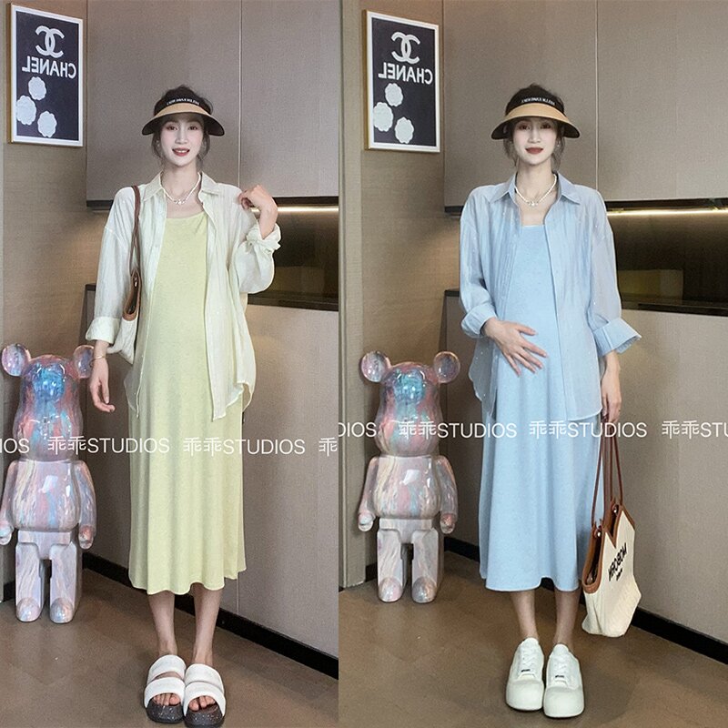 13095455.十月名裳孕妇裙休闲孕妇连衣裙潮款吊带裙小个子孕妈韩版夏装