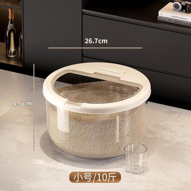 12934999.圆形米桶家用防潮防虫收纳桶大容量塑料储物桶大口径储米箱面粉箱