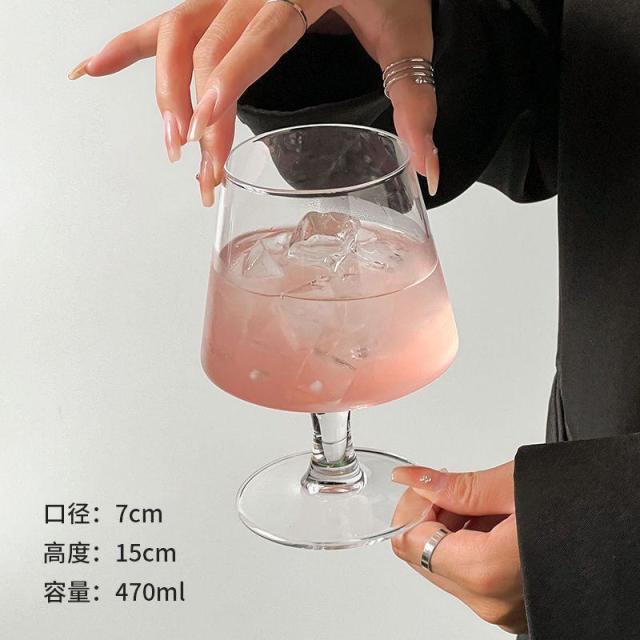 12935901.苏打水气泡杯餐厅玻璃酒杯矮脚白兰地杯冰咖啡杯饮料杯子玻璃杯
